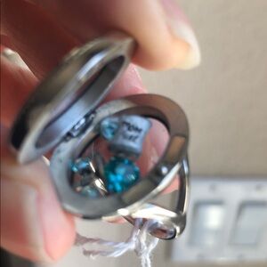 Silver Heart Locket with Blue Accents